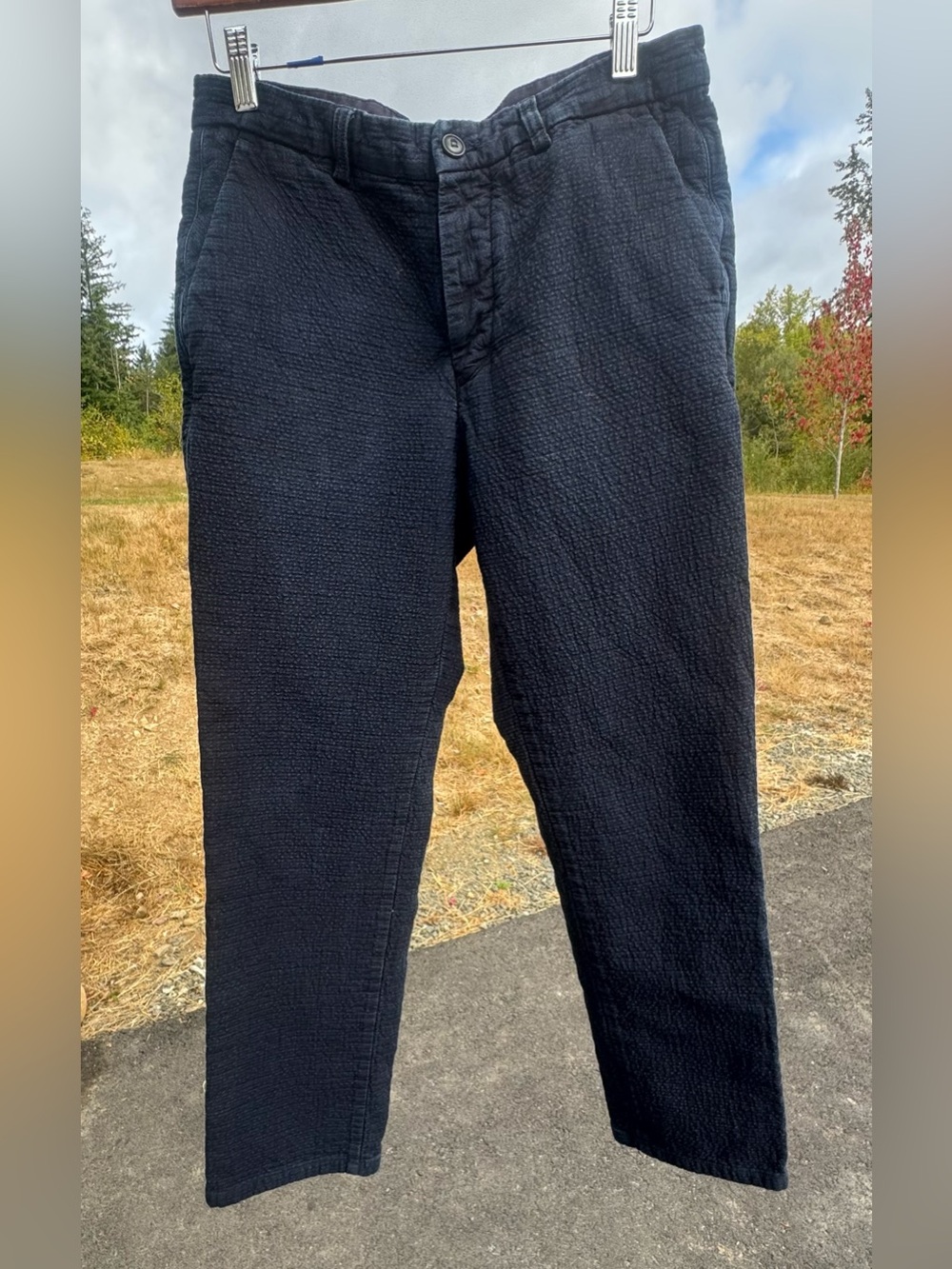 Home Core | size 32 Men's Black Textured Casual Pants blue navy